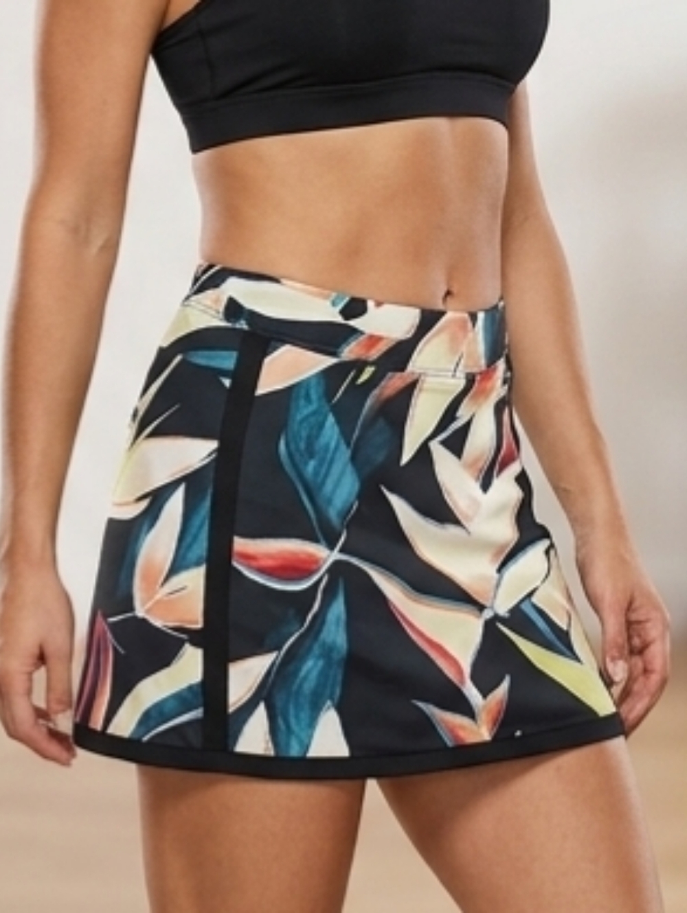 Tropical Floral Golf Tennis Skort Black Teal Pickleball Athleisure Resort Preppy